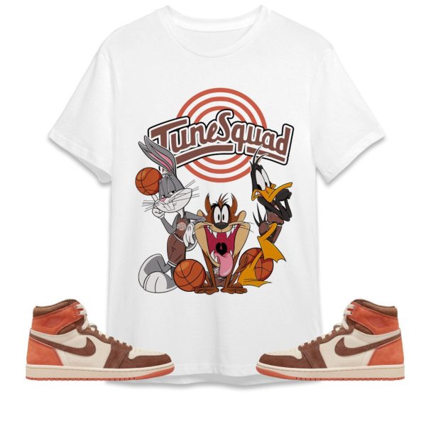 Tune Friends Unisex Tees Jordan 1 High OG Dusted Clay to match Sneaker, Outfit back to school graphic Tees Jezsport.com