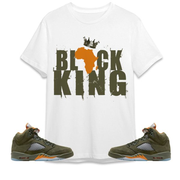 Black King Crown Unisex Tees Jordan 5 Olive to match Sneaker, Outfit back to school graphic Tees Jezsport.com