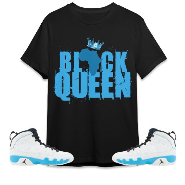 Black Queen Crown Unisex Tees Jordan 9 Powder Blue to match Sneaker, Outfit back to school graphic Tees Jezsport.com