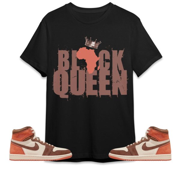 Black Queen Crown Unisex Tees Jordan 1 High OG Dusted Clay to match Sneaker, Outfit back to school graphic Tees Jezsport.com