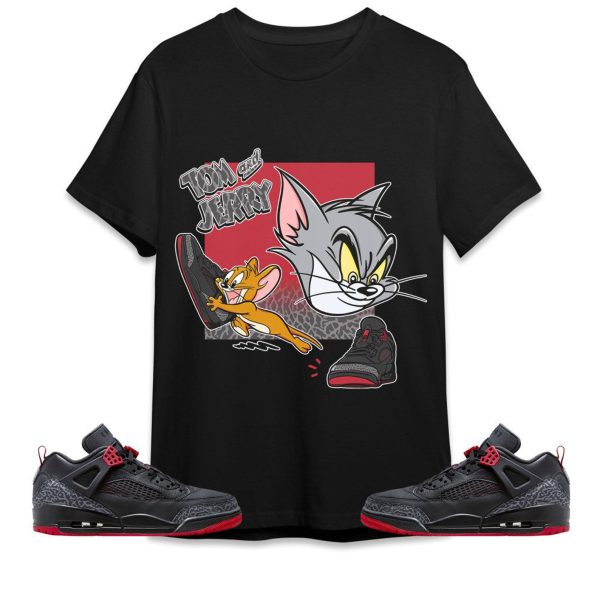 Cat And Mouse Sneakers Unisex Tees Jordan Spizike Low Bred to match Sneaker, Outfit back to school graphic Tees Jezsport.com