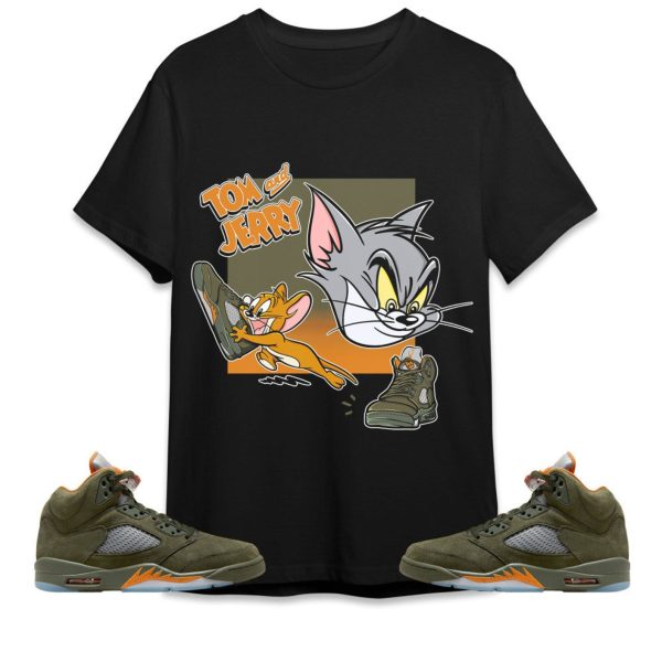 Cat And Mouse Sneakers Unisex Tees Jordan 5 Olive to match Sneaker, Outfit back to school graphic Tees Jezsport.com