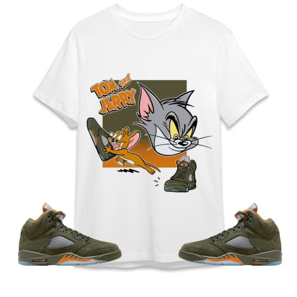 Cat And Mouse Sneakers Unisex Tees Jordan 5 Olive to match Sneaker, Outfit back to school graphic Tees Jezsport.com