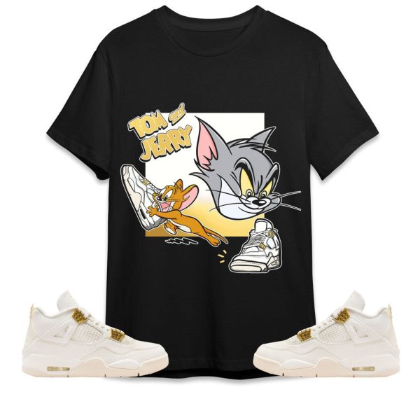 Cat And Mouse Sneakers Unisex Tees Jordan 4 Sail to match Sneaker, Outfit back to school graphic Tees Jezsport.com