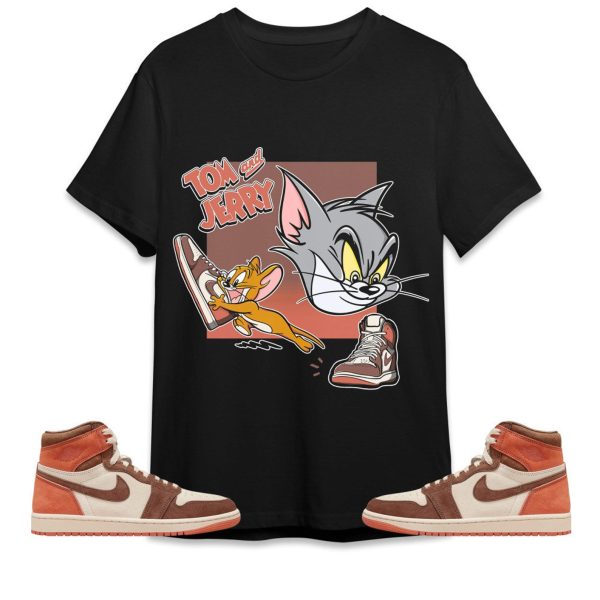 Cat And Mouse Sneakers Unisex Tees Jordan 1 High OG Dusted Clay to match Sneaker, Outfit back to school graphic Tees Jezsport.com