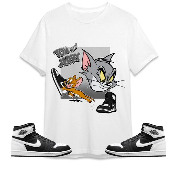 Cat And Mouse Sneakers Unisex Tees Jordan 1 Retro High OG Black White to match Sneaker, Outfit Back to school Jordan Jezsport.com