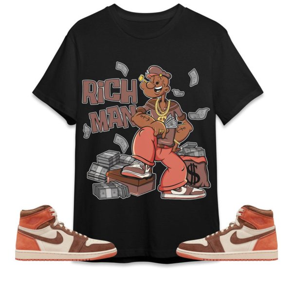 Rich Man Sailor Unisex Tees Jordan 1 High OG Dusted Clay to match Sneaker, Outfit back to school graphic tees Jezsport.com