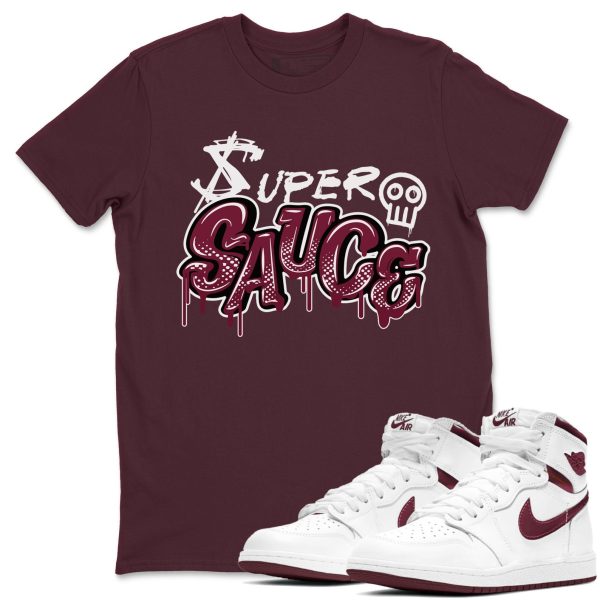 Super Sauce Unisex Crew Neck Sneaker Matching Tee Shirt To Match 1s Metallic Burgundy Jezsport.com