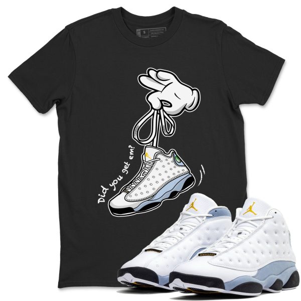 Cartoon Hands Unisex Crew Neck Sneaker Matching Tee Shirt To Match 13s Blue Grey Jezsport.com