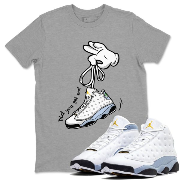 Cartoon Hands Unisex Crew Neck Sneaker Matching Tee Shirt To Match 13s Blue Grey Jezsport.com