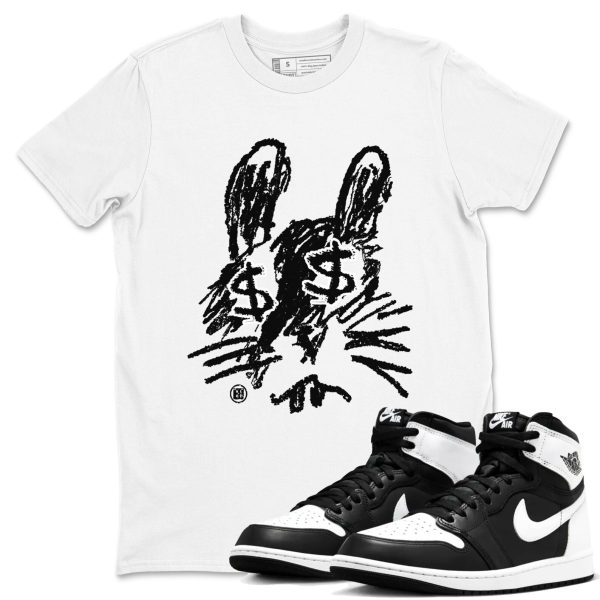 Crayon Bunny Sneaker Tee - Unisex Cotton Sneaker Shirts To Match Jordans AJ1 Black White Jezsport.com