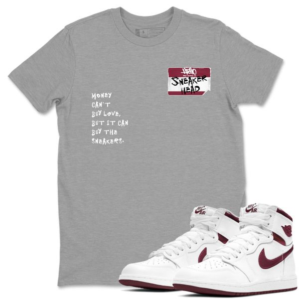 Sneakerhead Badge Unisex Crew Neck Sneaker Matching Tee Shirt To Match 1s Metallic Burgundy Jezsport.com