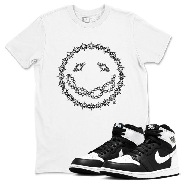 Chain Smile Sneaker Tee - Unisex Cotton Sneaker Shirts To Match Jordans AJ1 Black White Jezsport.com