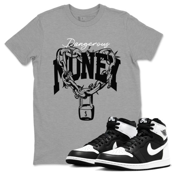 Dangerous Money Sneaker Tee - Unisex Cotton Sneaker Shirts To Match Jordans AJ1 Black White Jezsport.com