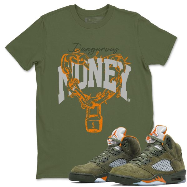 Dangerous Money Unisex Crew Neck Sneaker Matching Tee Shirt To Match 5s Olive Jezsport.com