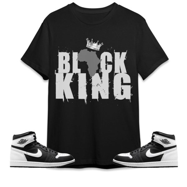 Black King Crown Unisex tees Jordan 1 Retro High OG Black White to match Sneaker, Outfit Back to School Jordan Hoodie Jezsport.com