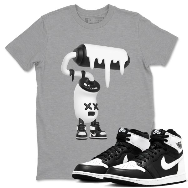 3D Paint Roller Unisex Crew Neck Sneaker Matching Tee Shirt To Match 1s Black White Jezsport.com