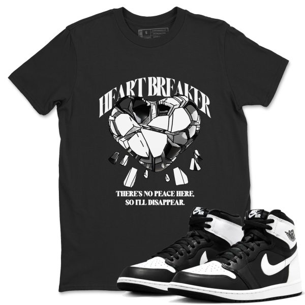 Heart Breaker Unisex Crew Neck Sneaker Matching Tee Shirt To Match 1s Black White Jezsport.com