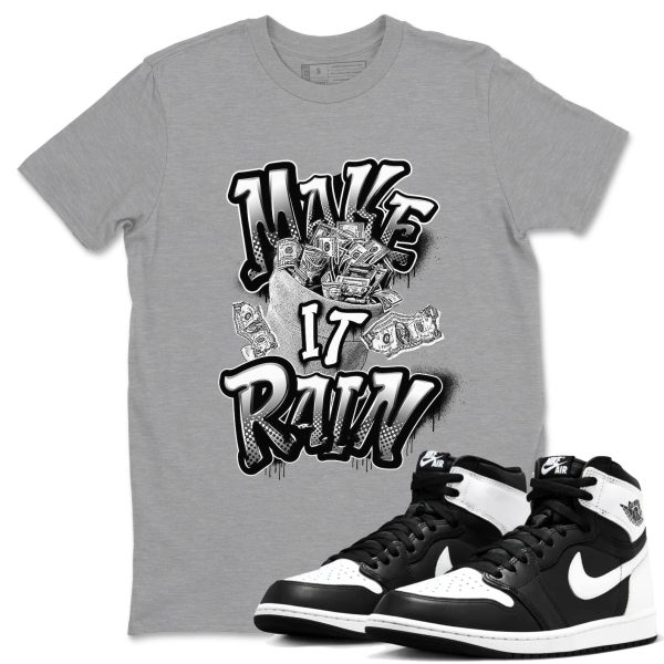 Make It Rain Money Unisex Crew Neck Sneaker Matching Tee Shirt To Match 1s Black White Jezsport.com