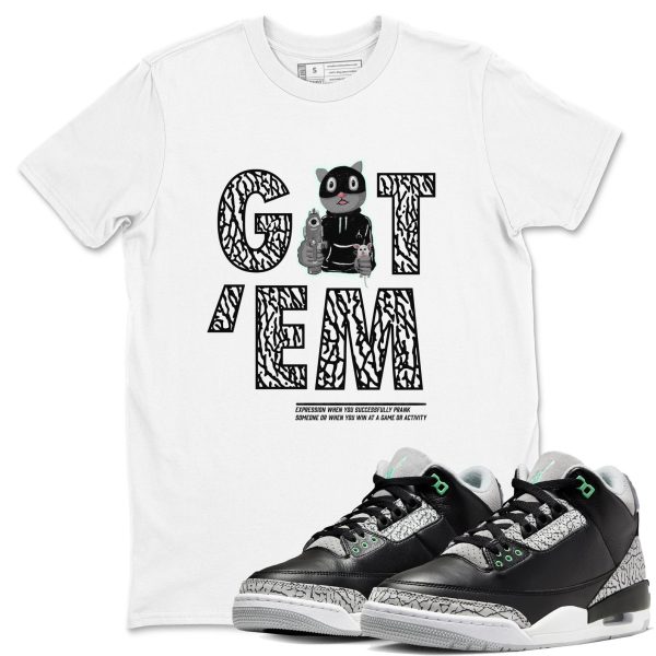 Got'em Cat Unisex Crew Neck Sneaker Matching Tee Shirt To Match 3s Green Glow Jezsport.com