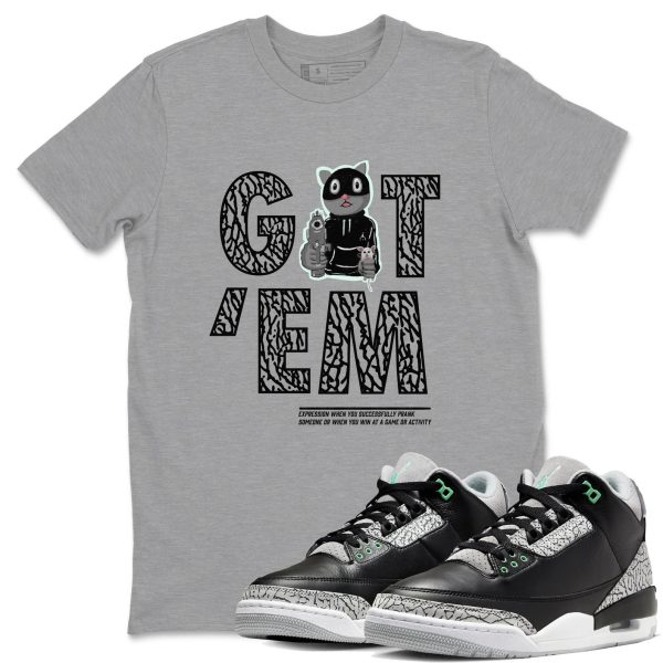 Got'em Cat Unisex Crew Neck Sneaker Matching Tee Shirt To Match 3s Green Glow Jezsport.com