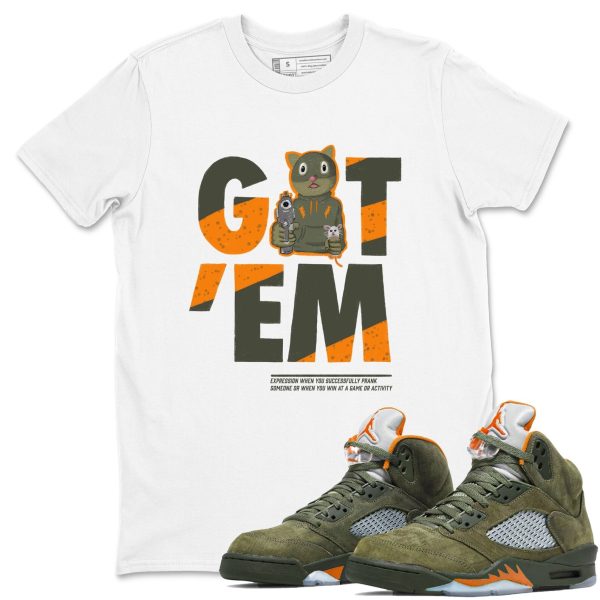 Got'em Cat Unisex Crew Neck Sneaker Matching Tee Shirt To Match 5s Olive Jezsport.com