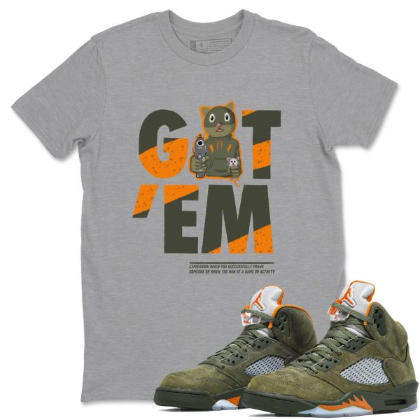 Got'em Cat Unisex Crew Neck Sneaker Matching Tee Shirt To Match 5s Olive Jezsport.com