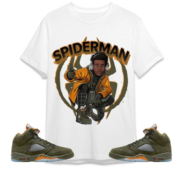 Spiderman Miles Unisex Tees Jordan 5 Olive to match Sneaker, Outfit birthday graphic Tees Jezsport.com