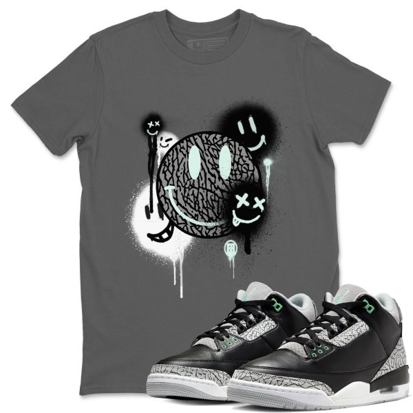 Smile Painting Unisex Crew Neck Sneaker Matching Tee Shirt To Match 3s Green Glow Jezsport.com