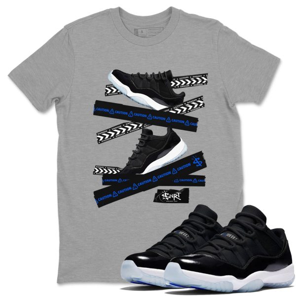 Caution Tape Unisex Crew Neck Sneaker Matching Tee Shirt To Match 11s Space Jezsport.com