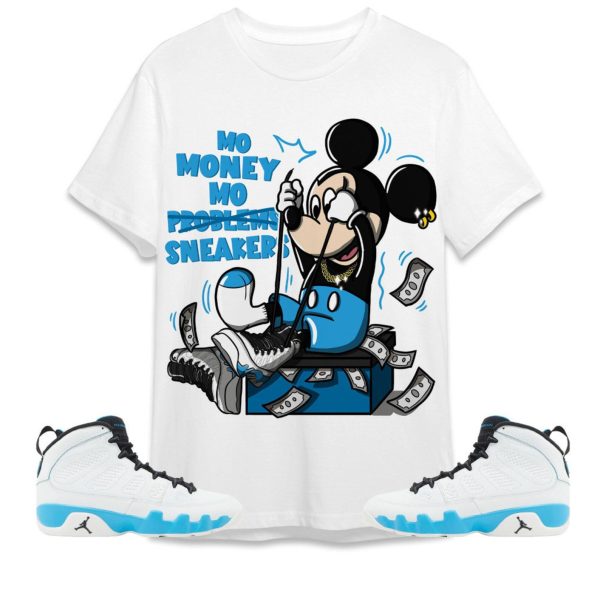 Mo Money Mickey Unisex Tees Jordan 9 Powder Blue To Match Sneaker, Outfit Back to school graphic tees Jezsport.com