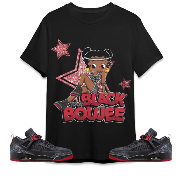 Black And Boujee Sports Unisex Tees Jordan Spizike Low Bred to match Sneaker, Outfit back to school graphic Tees Jezsport.com