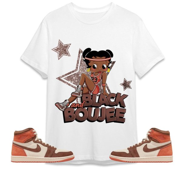 Black And Boujee Sports Unisex Tees Jordan 1 High OG Dusted Clay to match Sneaker, Outfit back to school graphic Tees Jezsport.com