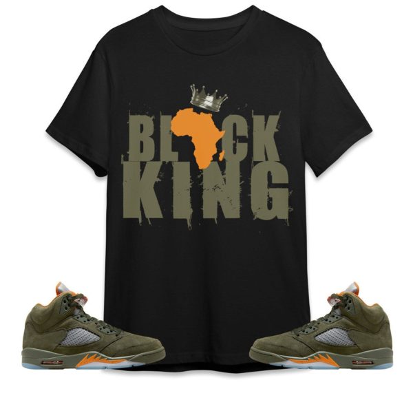 Black King Crown Unisex Tees Jordan 5 Olive to match Sneaker, Outfit back to school graphic Tees Jezsport.com