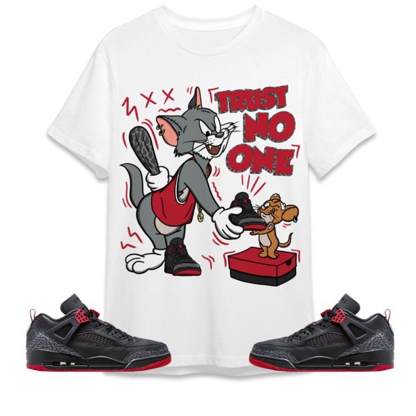 Trust No One Cat And Mouse Unisex Tees Jordan Spizike Low Bred to match Sneaker, Outfit back to school graphic Tees Jezsport.com