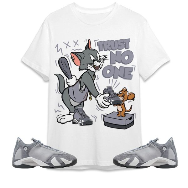 Trust No One Cat And Mouse Unisex Tees Jordan 14 Stealth to match Sneaker, Outfit back to school graphic Tees Jezsport.com