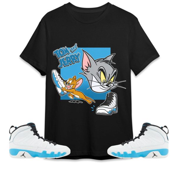 Cat And Mouse Sneakers Unisex Tees Jordan 9 Powder Blue to match Sneaker, Outfit back to school graphic Tees Jezsport.com