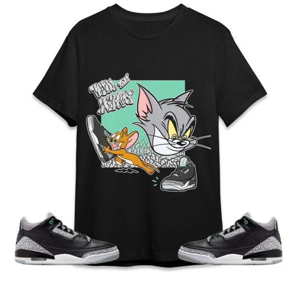 Cat And Mouse Sneakers Unisex Tees Jordan 3 Green Glow to match Sneaker, Outfit back to school graphic Tees Jezsport.com