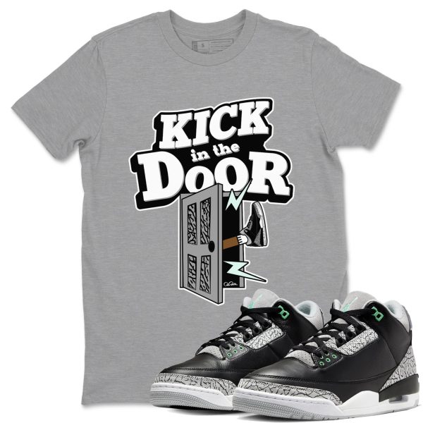 Kick In The Door Sneaker Tee - Unisex Cotton Sneaker Shirts To Match Jordans 3s Green Glow Jezsport.com