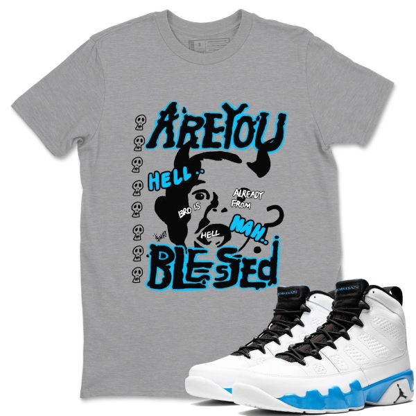 Are You Blessed Sneaker Tee - Unisex Cotton Sneaker Shirts To Match Jordans 9s Powder Blue Jezsport.com