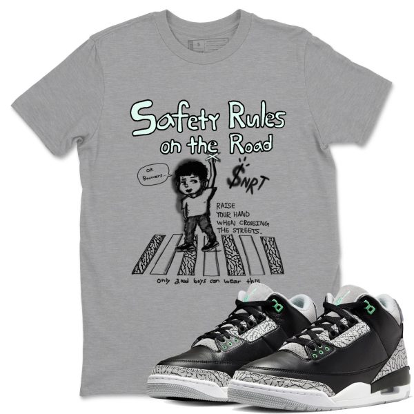 Safety Rules On The Road Sneaker Tee - Unisex Cotton Sneaker Shirts To Match Jordans 3s Green Glow Jezsport.com