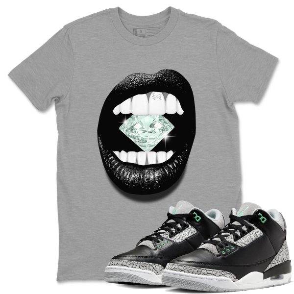 Lips Diamond Sneaker Tee - Unisex Cotton Sneaker Shirts To Match Jordans 3s Green Glow Jezsport.com