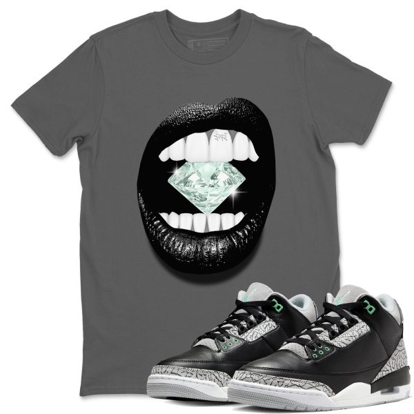 Lips Diamond Sneaker Tee - Unisex Cotton Sneaker Shirts To Match Jordans 3s Green Glow Jezsport.com