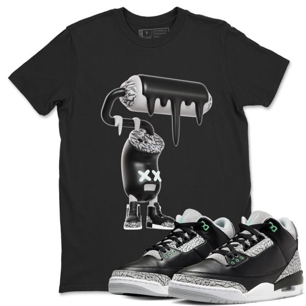 3D Paint Roller Sneaker Tee - Unisex Cotton Sneaker Shirts To Match Jordans 3s Green Glow Jezsport.com