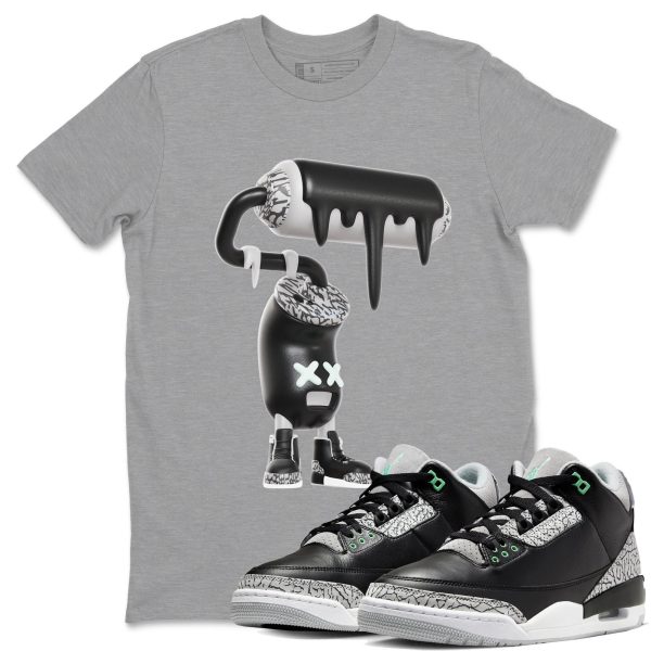 3D Paint Roller Sneaker Tee - Unisex Cotton Sneaker Shirts To Match Jordans 3s Green Glow Jezsport.com