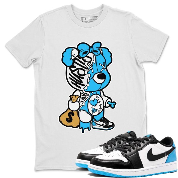 Stitched Hustle Bear Streetwear Shirts To Match Jordans 1s Powder Blue Jezsport.com