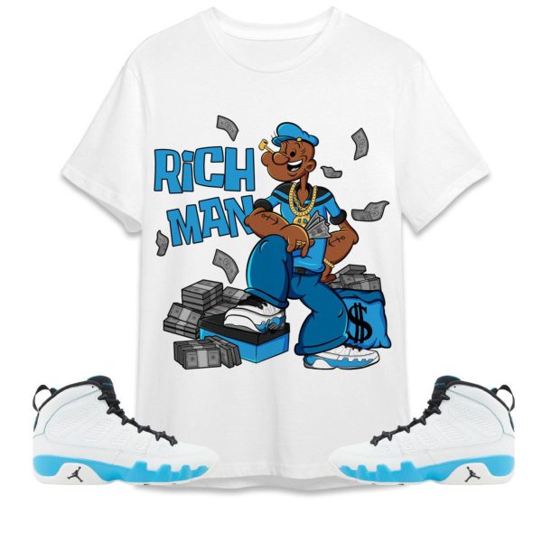 Rich Man Sailor Unisex Tees Jordan 9 Powder Blue to match Sneaker, Outfit back to school graphic tees Jezsport.com