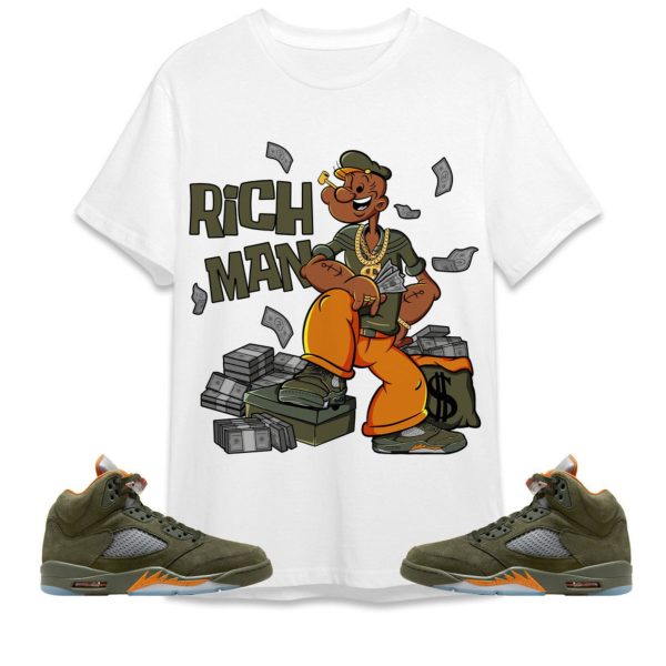 Rich Man Sailor Unisex Tees Jordan 5 Olive to match Sneaker, Outfit back to school graphic tees Jezsport.com