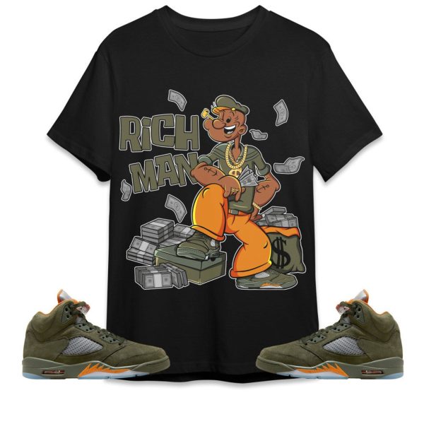 Rich Man Sailor Unisex Tees Jordan 5 Olive to match Sneaker, Outfit back to school graphic tees Jezsport.com