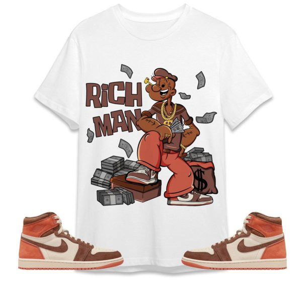 Rich Man Sailor Unisex Tees Jordan 1 High OG Dusted Clay to match Sneaker, Outfit back to school graphic tees Jezsport.com